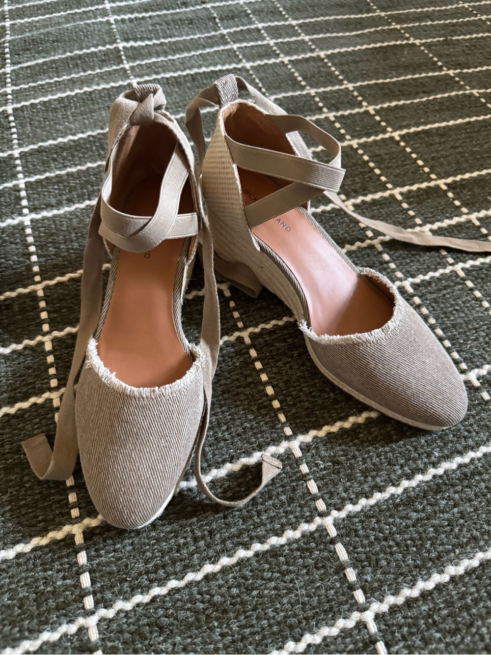 Lucky Brand Beige Lace-Up Espadrille Wedges